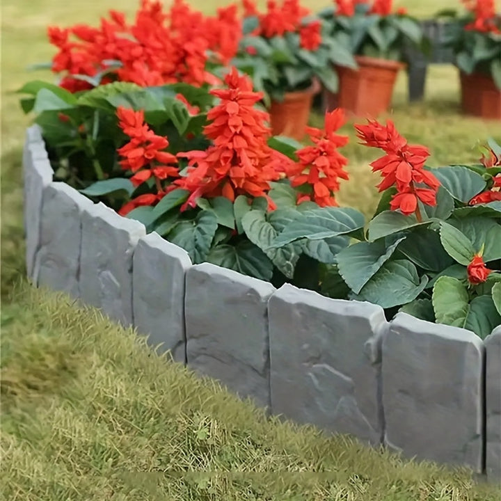 Aménagement extérieur: bordure de jardin en plastique effet pierre pour une décoration de votre espace vert.