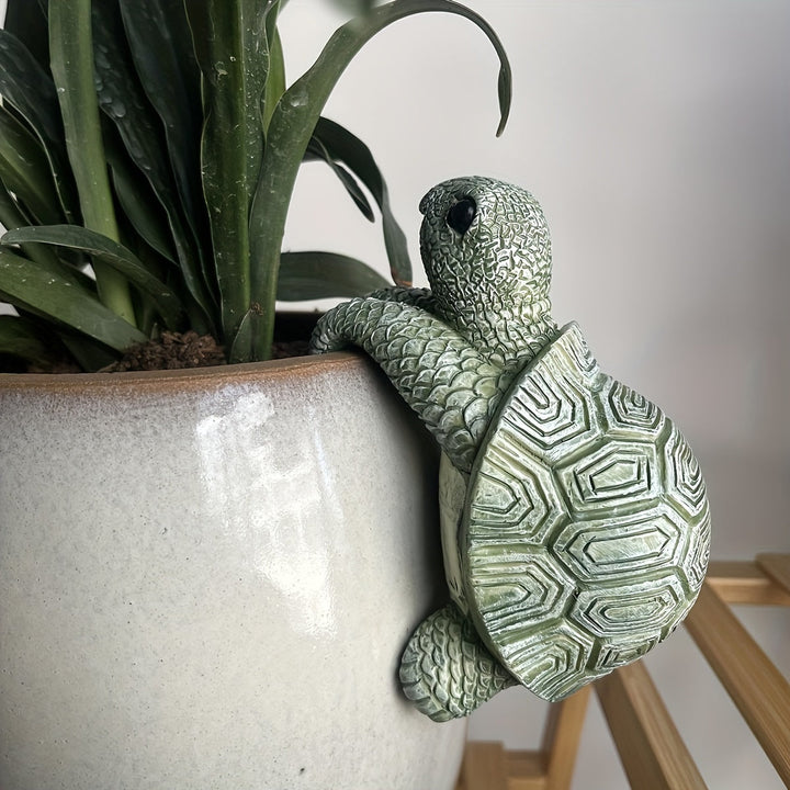 Planteur tortue suspendu résistant, pot de fleurs décoratif pour créer un espace vert joyeux et original.