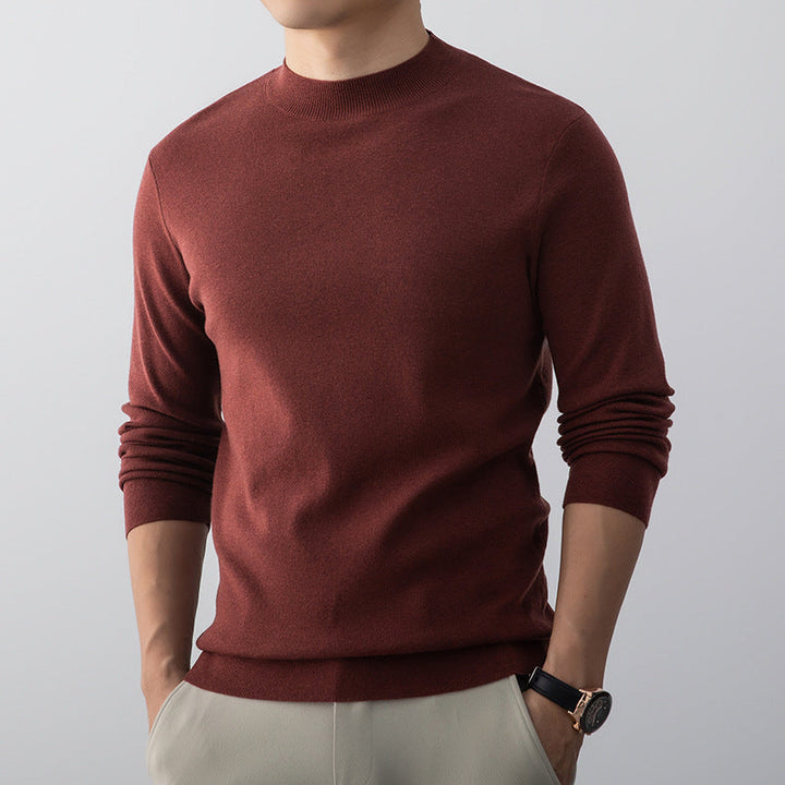Pull homme classique, couleur neutre, facile à assortir. Polyvalent pour décontracté ou élégant.
