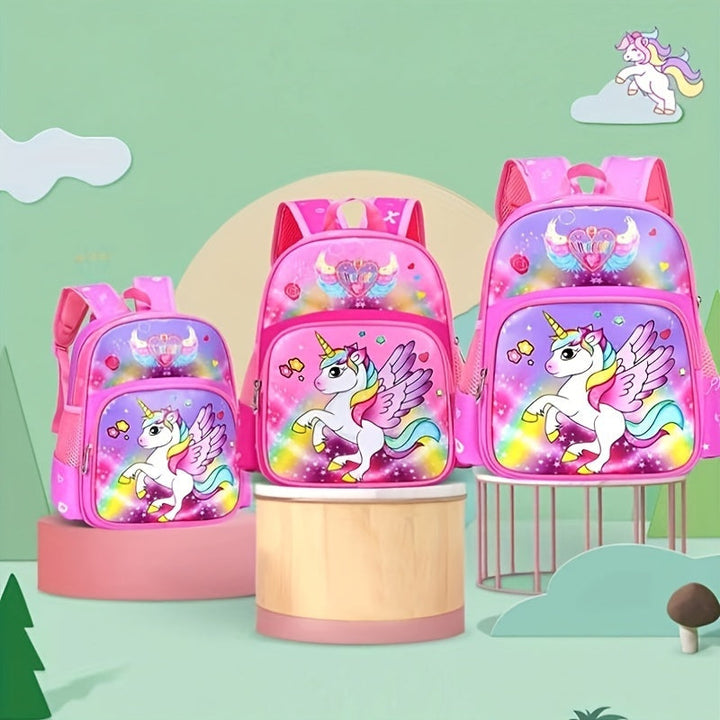 Sac à dos magique licorne pour fille, couleurs rose/violet, cartable idéal pour l'école et le jeu.