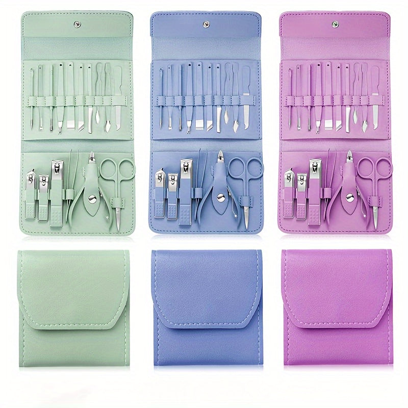 Kit complet manucure pédicure 16 pièces, accessoires professionnels pour ongles mains et pieds, portatif.