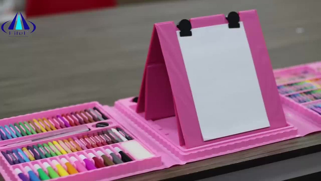 Ensemble de dessin et peinture 208 pièces, comprenant crayons, pastels, marqueurs pour la créativité des enfants.
