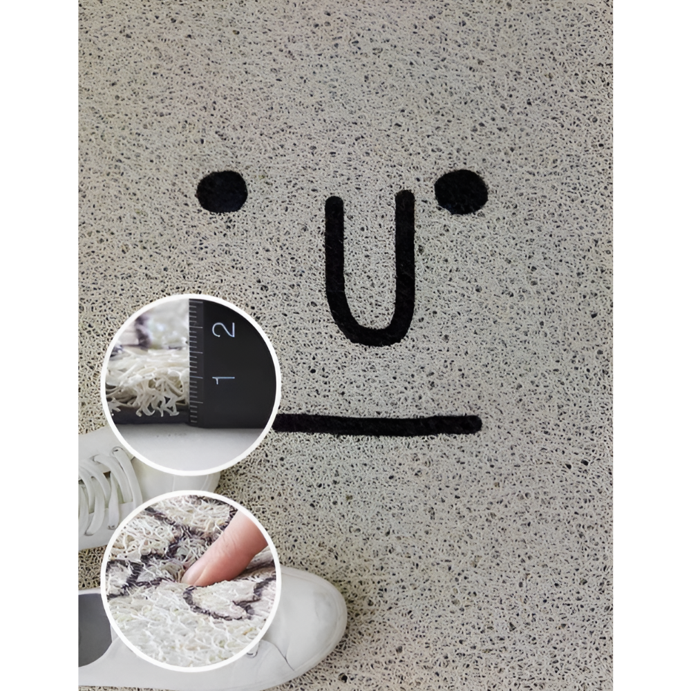 Propreté et joie: tapis de porte antidérapant en PVC avec motif de sourire pour la maison et le sol.