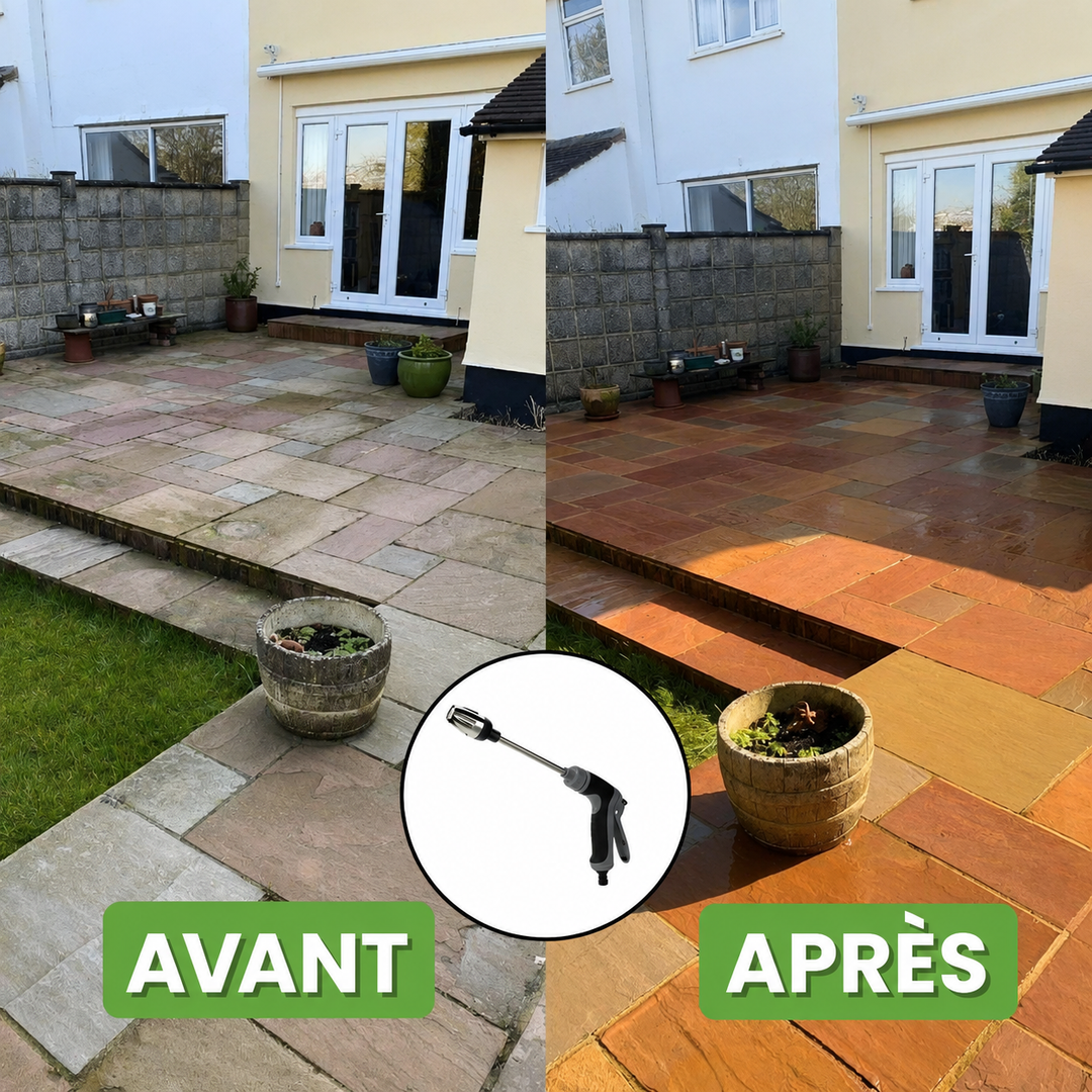 Pistolet lance du nettoyeur haute pression, offrant un contrôle précis pour le nettoyage auto et terrasse.