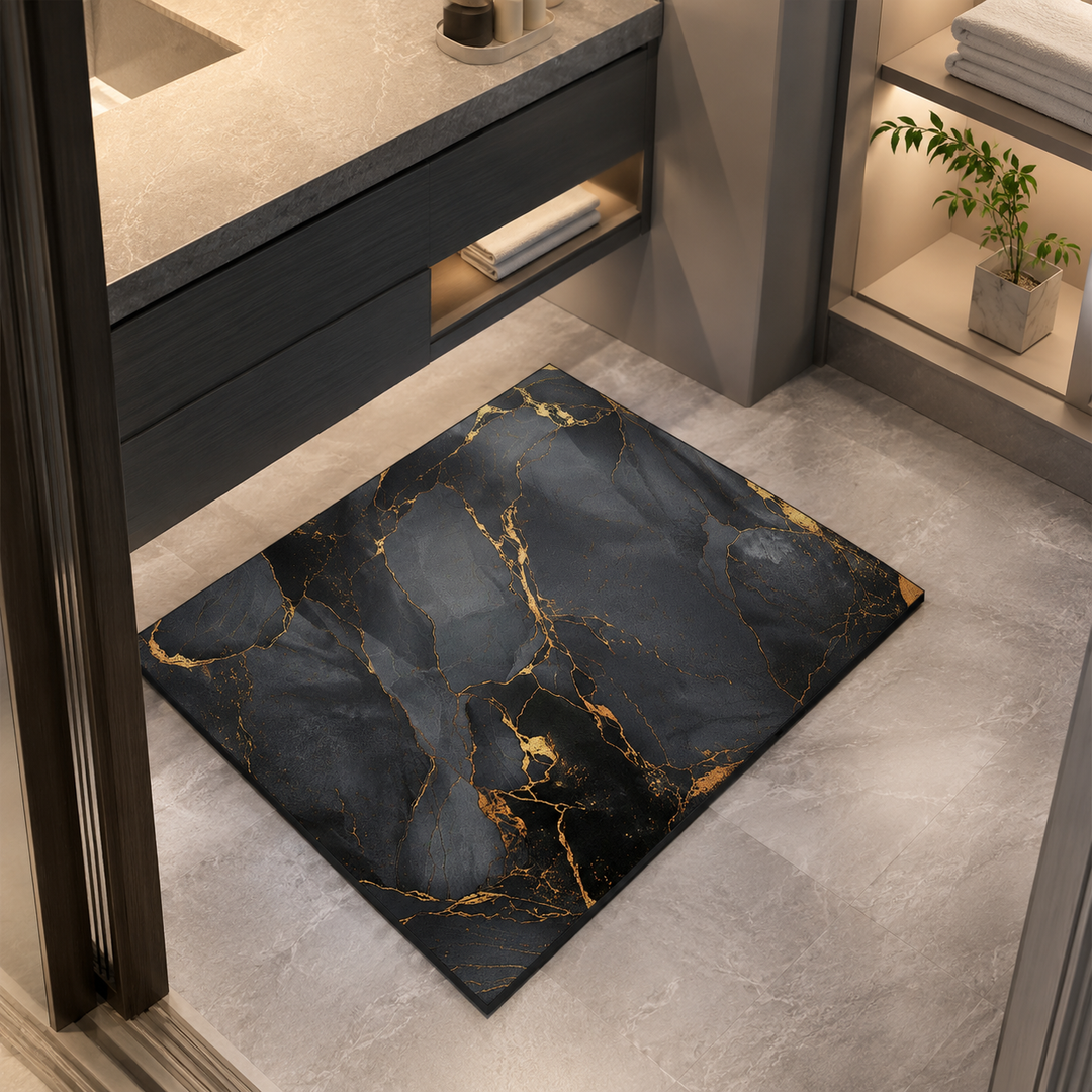 Tapis absorbant DuraMat à séchage rapide. Assure une hygiène optimale et un sol toujours sec dans la salle de bain.