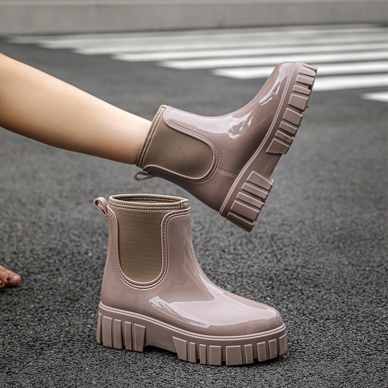 Bottes de pluie cheville élégantes pour femmes, imperméables et confortables pour l'automne et l'hiver.