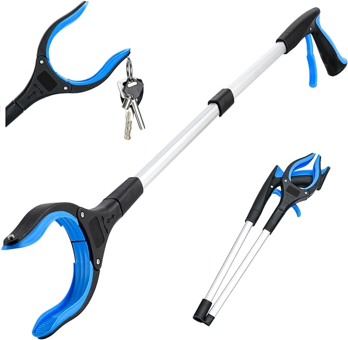 Pince de préhension EasePicker extensible pour atteindre des objets hauts et bas, aide mobilité & confort quotidien.