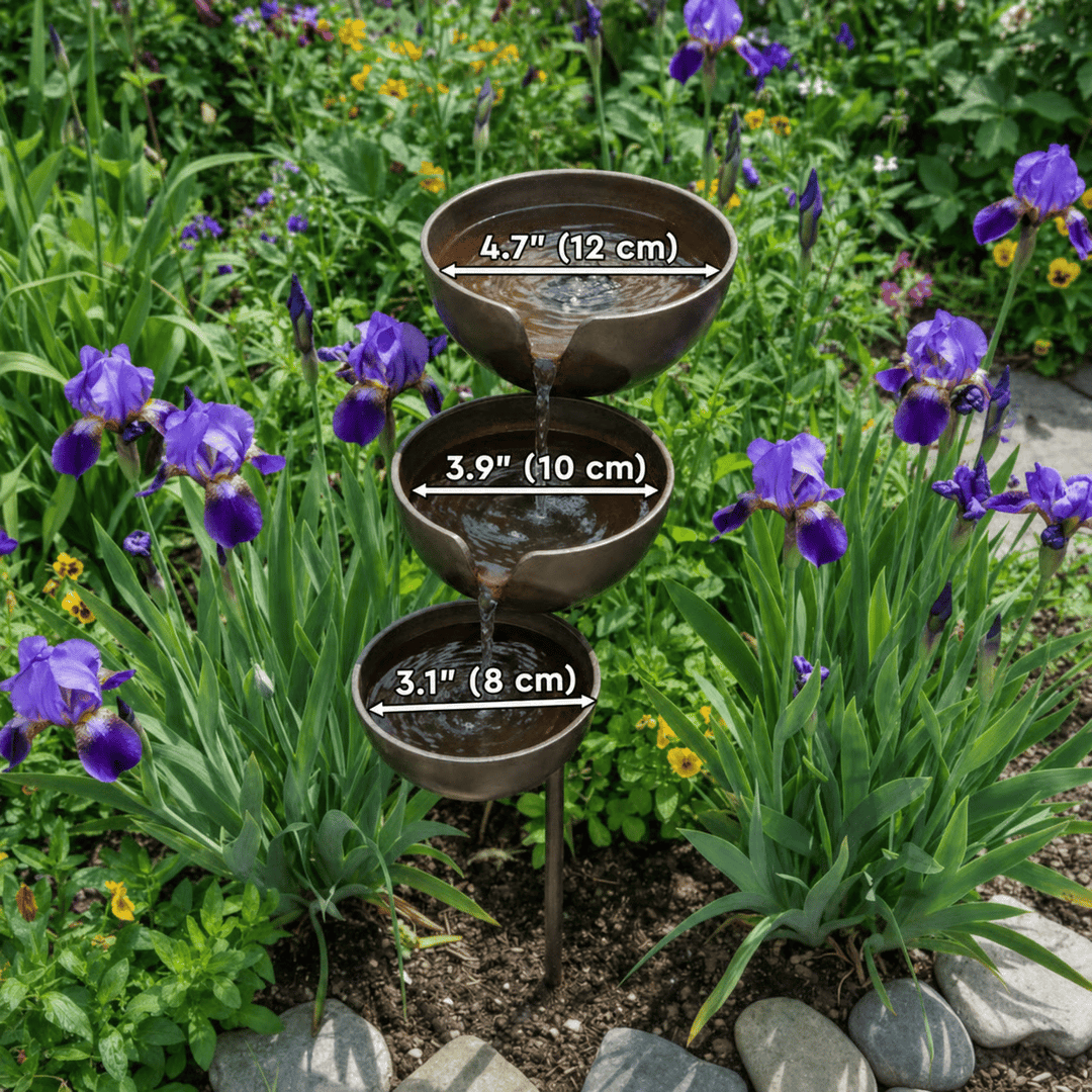 Bain d'oiseaux métal design rustique, parfait comme station d'eau et décoration pour tout jardin.