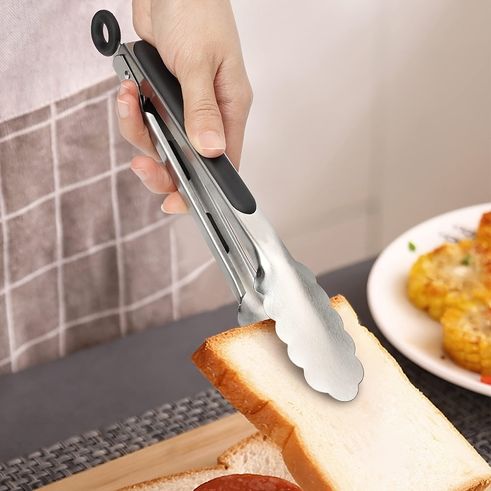 Pince de cuisine LOCKTONG en inox, verrouillable, avec embouts silicone pour barbecue et grillade.