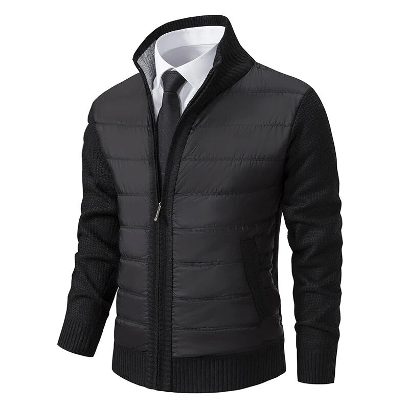 Cardigan hiver homme en maille épaisse, style urbain, idéal pour couches chaudes et confort quotidien.