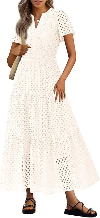 Robe femme fluide, manches courtes, col V, style décontracté pour l'été.