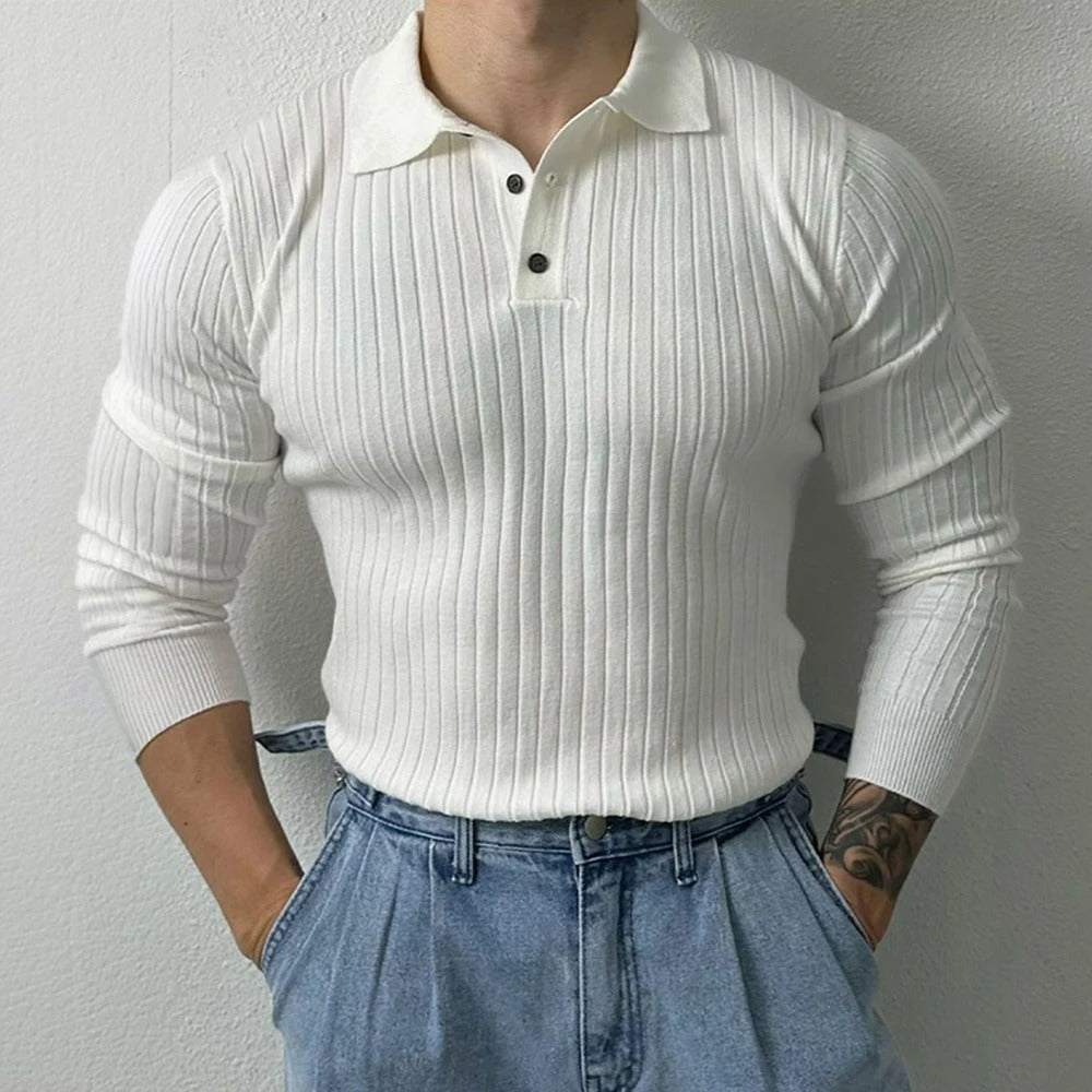 Pull homme décontracté à manches longues, style élégance quotidienne, idéal pour le confort automnal.