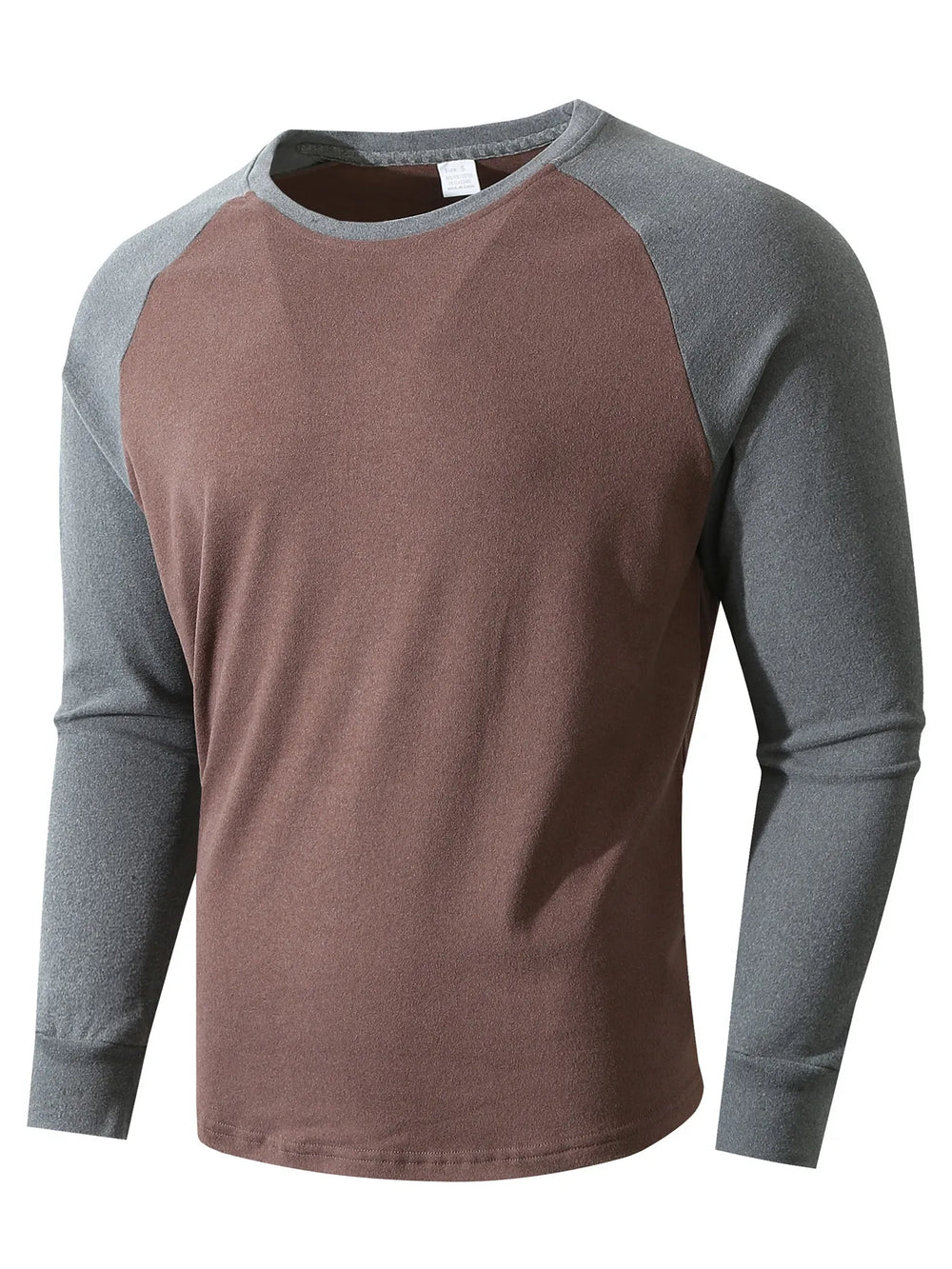 T-shirt homme à manches longues confortable, bicolore, idéal pour layering ou style décontracté d'hiver.