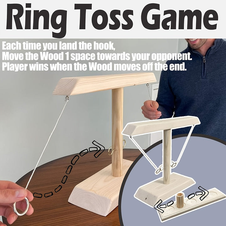 Set de lancer d'anneaux en bois classique, un divertissement intemporel pour toute la famille.