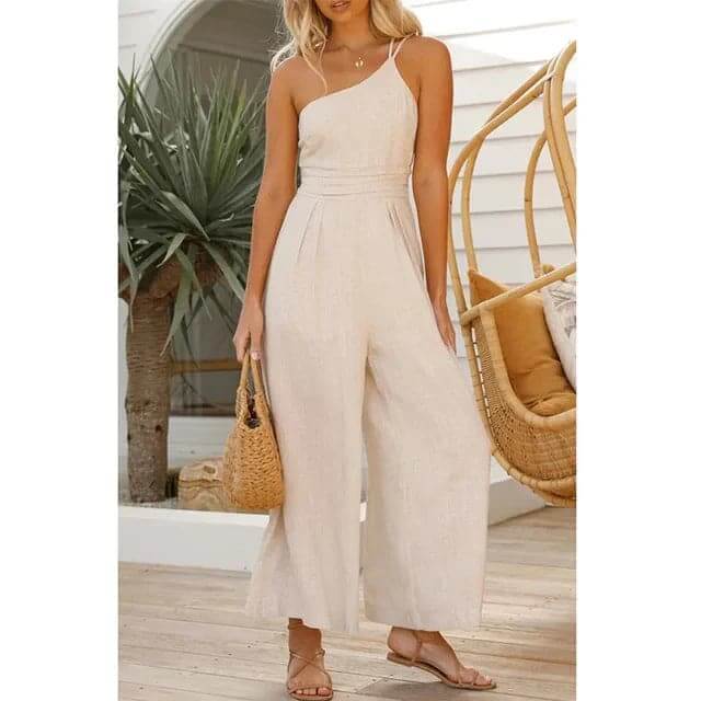 Elegant Jumpsuit - One-Shoulder - Vides Ben - Kvinna