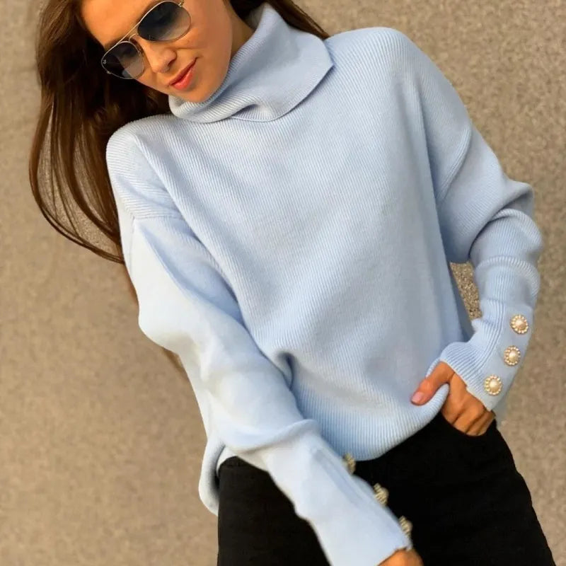 Pull femme élégant et décontracté pour l'hiver, en tricot doux, parfait pour un confort stylé.