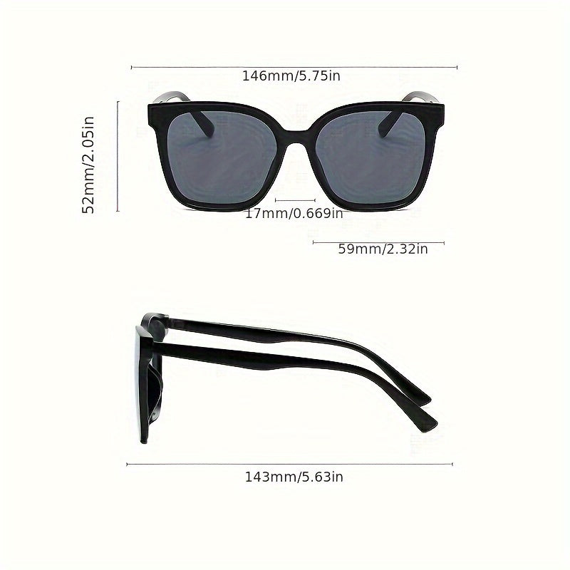 Détail des lunettes de soleil carrées noires pour femme. Design chic et fonctionnel avec protection UV.