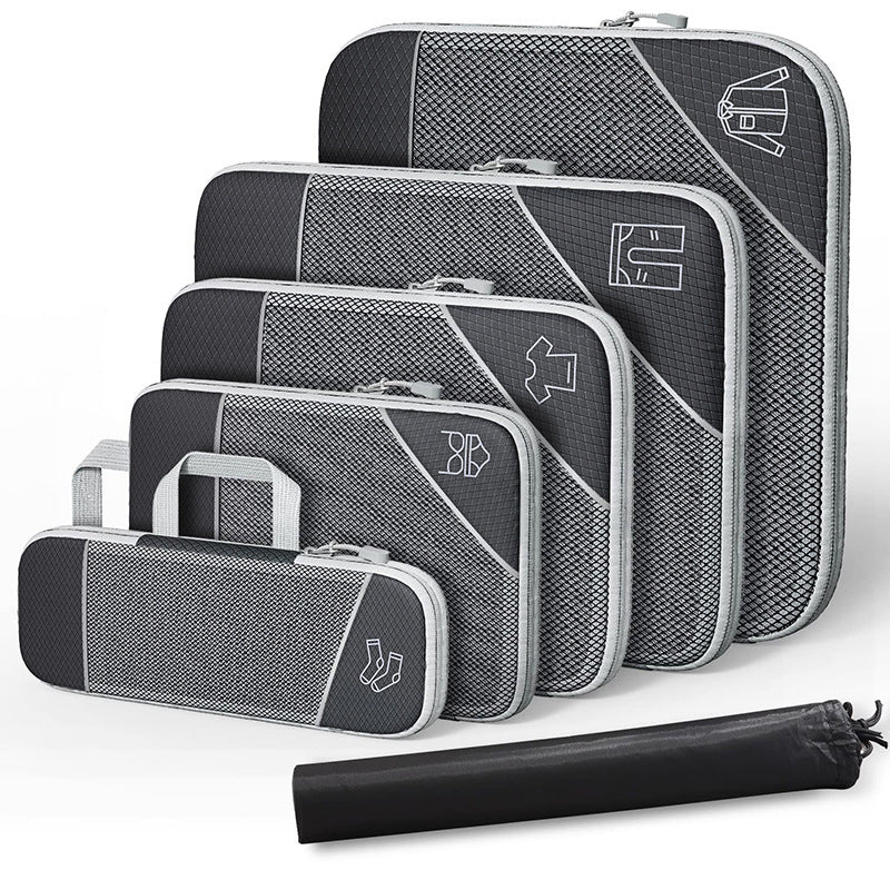 Set de 8 organisateurs de bagages PackPro, compression pour valise, rangement voyage pratique et anti-plis.
