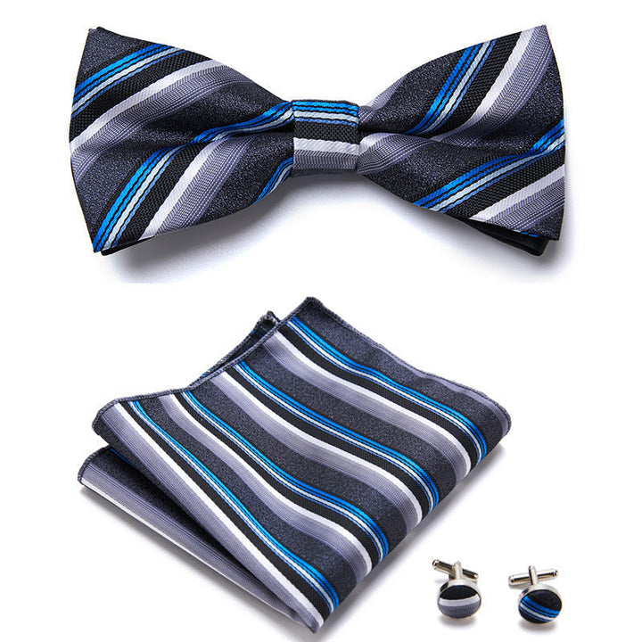 Ensemble nœud papillon, pochette, boutons de manchette homme, parfait pour le costume.