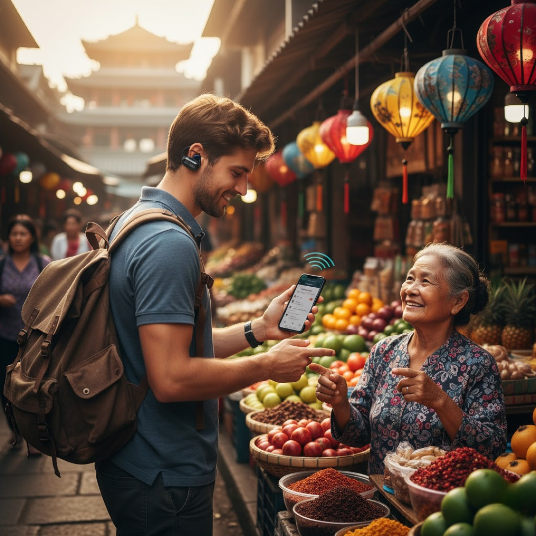 Communiquez mondialement : écouteurs traducteurs IA Bluetooth à traduction instantanée et fluide.