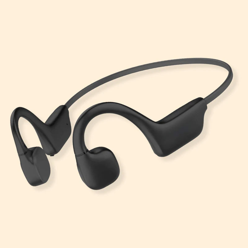 Écouteurs sans fil Bluetooth à conduction osseuse. Légers, étanches IPX5, grand confort et qualité audio pour le sport.