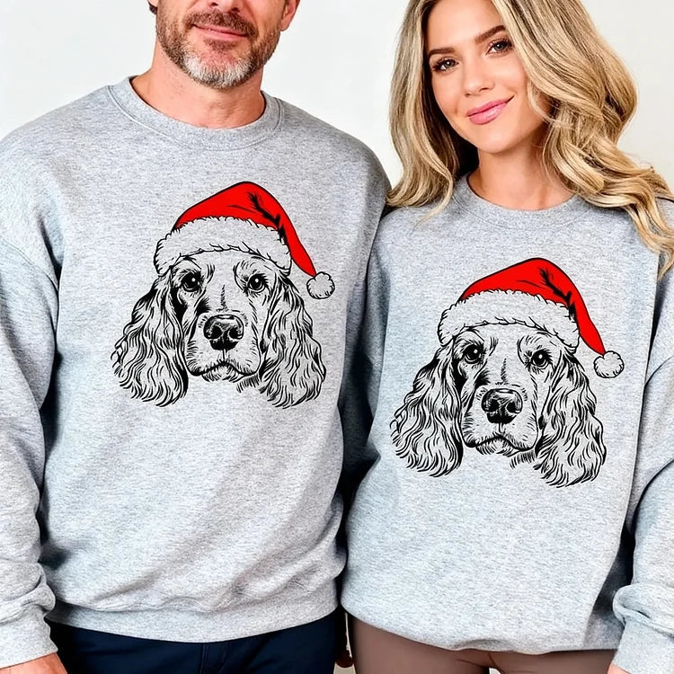 Pull de Noël personnalisé avec l'image de votre animal de compagnie, chien ou chat. Idéal pour les fêtes.