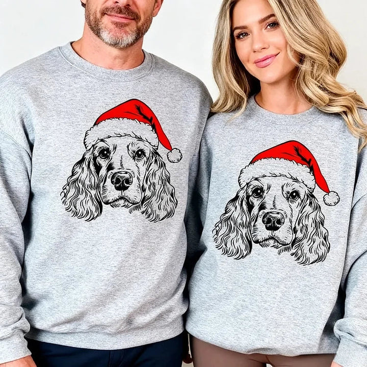 Pull de Noël personnalisé avec l'image de votre animal de compagnie, chien ou chat. Idéal pour les fêtes.
