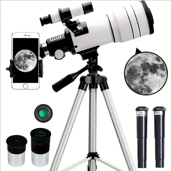 Télescope astronomique F30070 avec trépied, idéal pour l'observation des étoiles et la lune, optique HD.