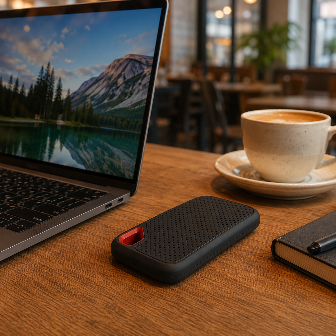 Performance SSD 2 To externe pour un stockage portable et rapide de vos données via l'interface USB-C.