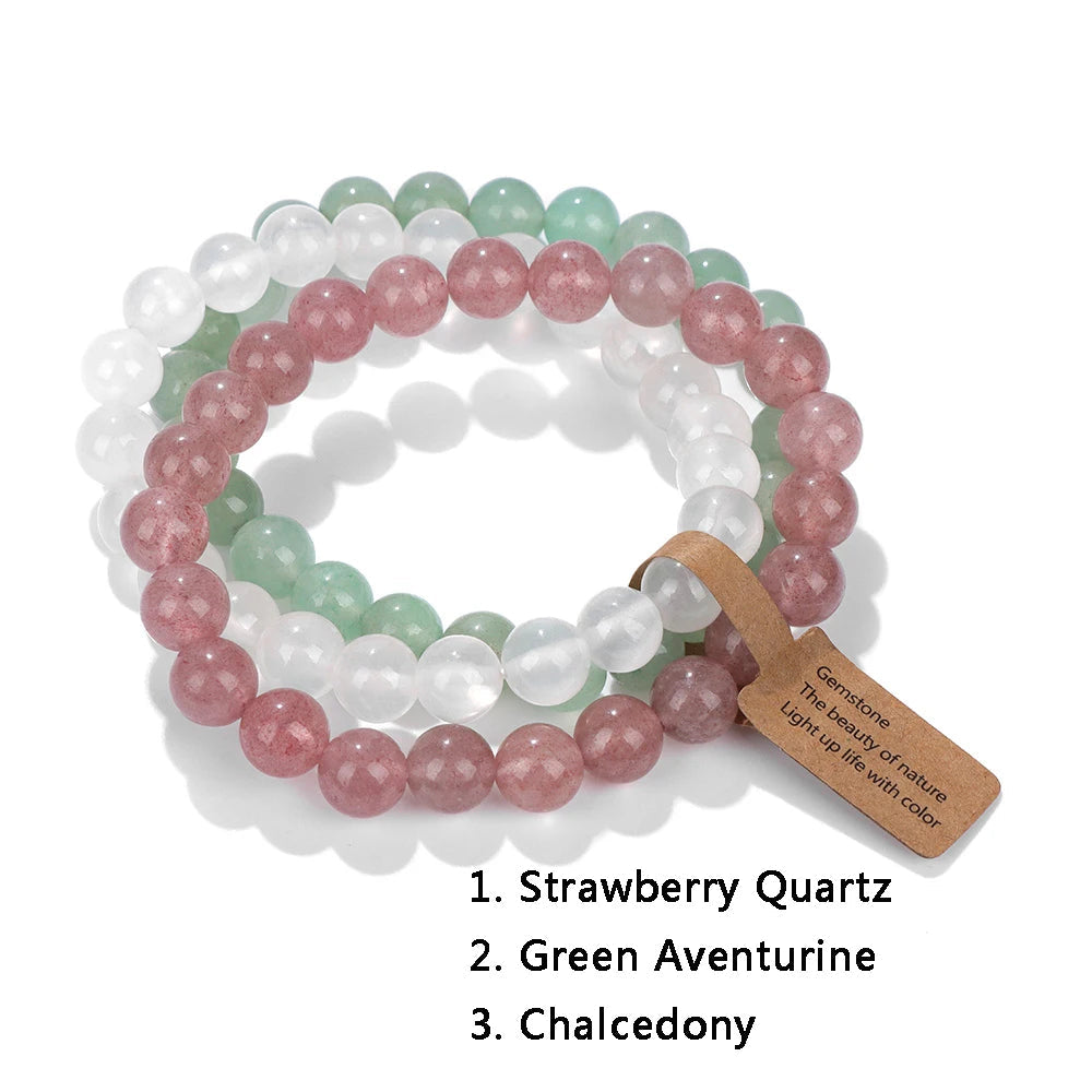 Bracelet en pierres naturelles, opale et quartz rose, bijou élégant pour toute occasion.