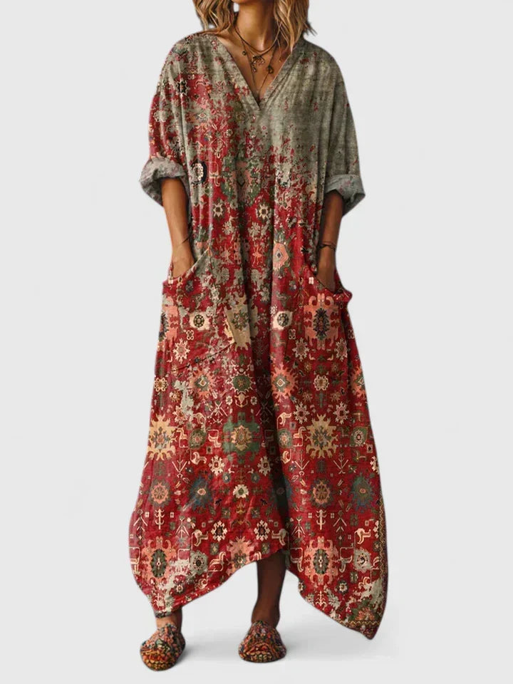 Robe longue fluide pour femme, confort élégant. Idéale pour le printemps/été, style polyvalent décontracté.