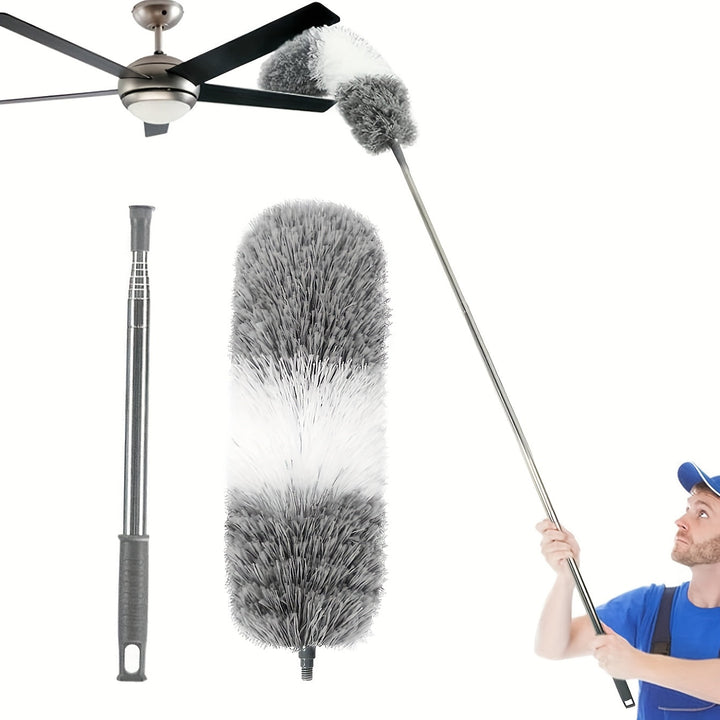 Nettoyage facile: plumeau télescopique LuxeDust en microfibre réutilisable pour toutes les surfaces hautes.