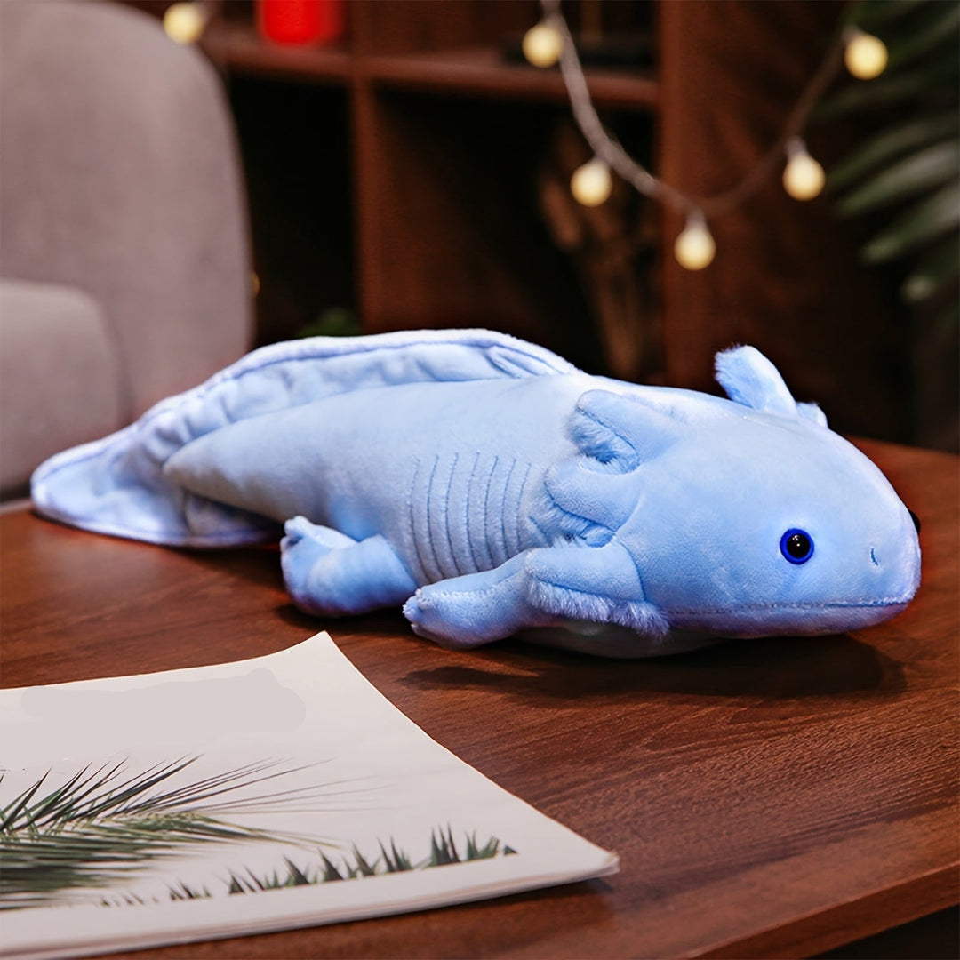 Peluche axolotl rose 42cm, doudou câlin réaliste, idéal pour la chambre d'un enfant ou en cadeau.