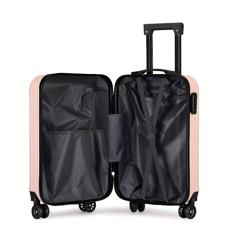 Valise rigide sécurisée pour voyage, 4 roulettes, protection des affaires, coque ABS robuste et fermeture fiable.