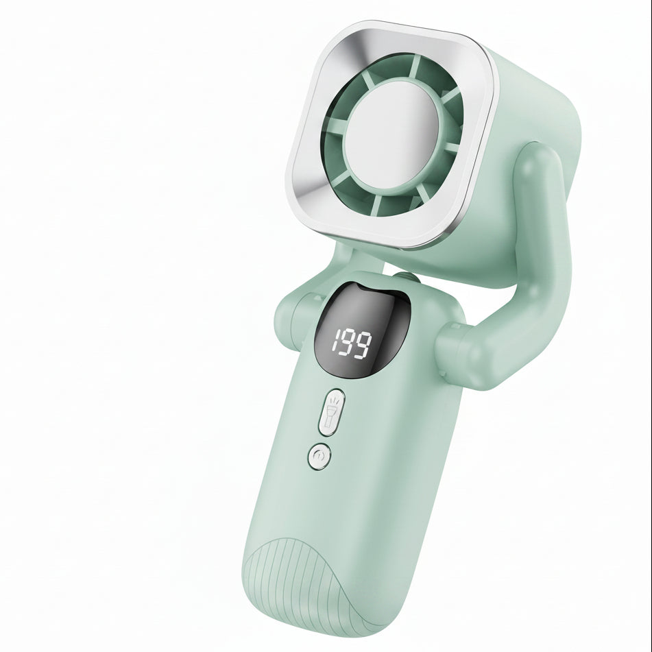 Ventilateur compact et portable, idéal pour le voyage et le travail. Un petit ventilateur rechargeable pour l'été.