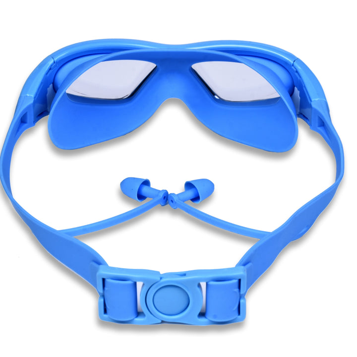 Lunettes natation enfant grand cadre silicone, anti-buée, protection UV sport.
