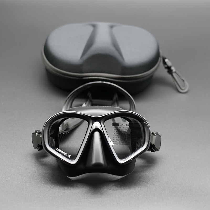 Masque de plongée professionnel, confortable en silicone, verre trempé, anti-buée et fixation caméra.