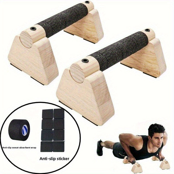 Équipement de gymnastique en bois, parfait pour pompes, dips et force, entraînement poids corps polyvalent.