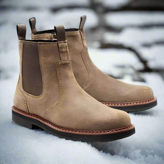 Herr Chelsea Boots: Mocka, Elastiska Paneler, Gummisula