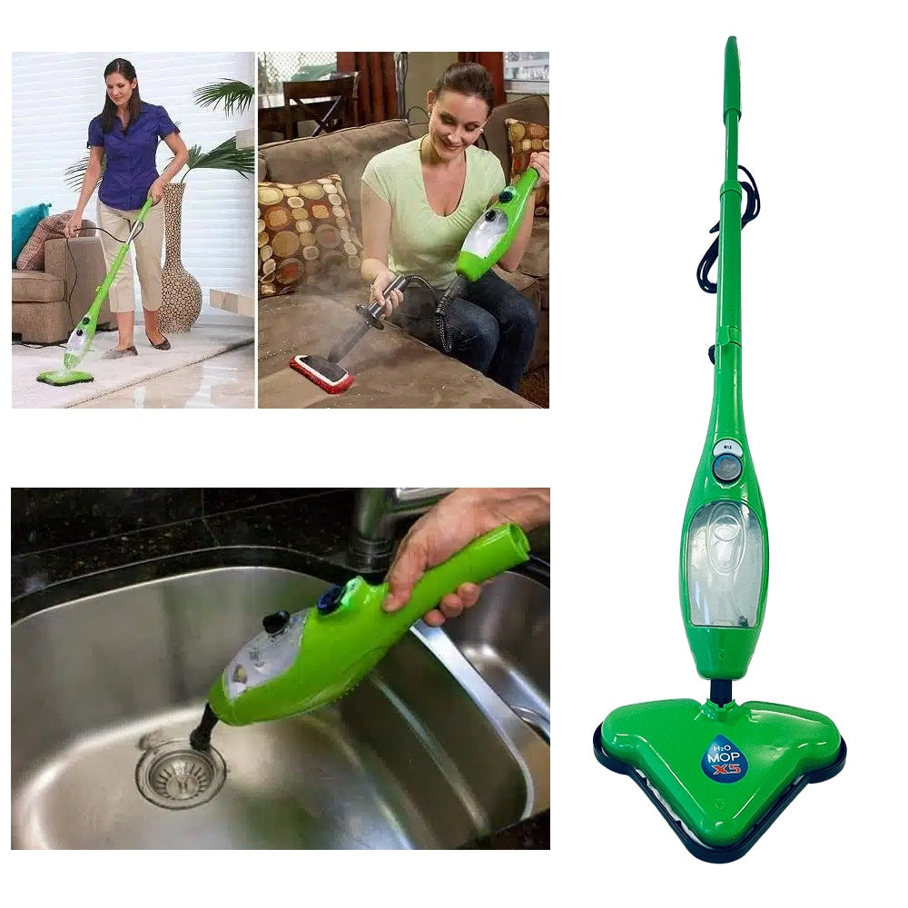 Balai vapeur H2O X5 pour rafraîchir et assainir textiles, vêtements et tissus d'ameublement, rapide et écologique.