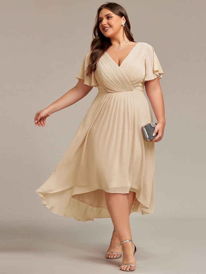 Invitée mariage : Robe A-line chic, longue fluide col V.