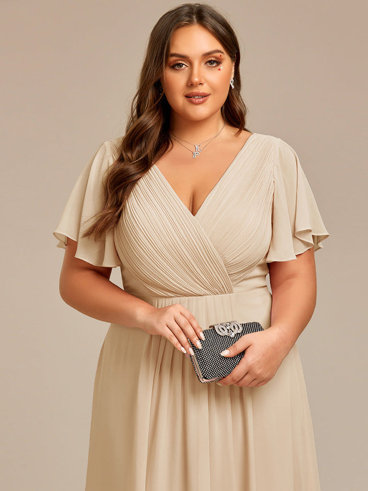 Robe femme longue fluide col V, parfaite pour mariage.