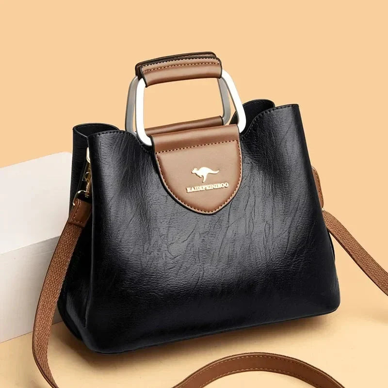 Sac à main en cuir élégant pour femme, chic et organisé, idéal pour le quotidien.