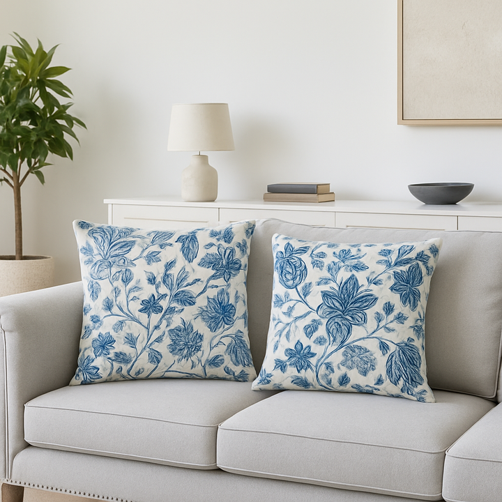 Housse de coussin élégante, motif floral délicat pour salon moderne ou chambre cosy. Apporte confort et style.