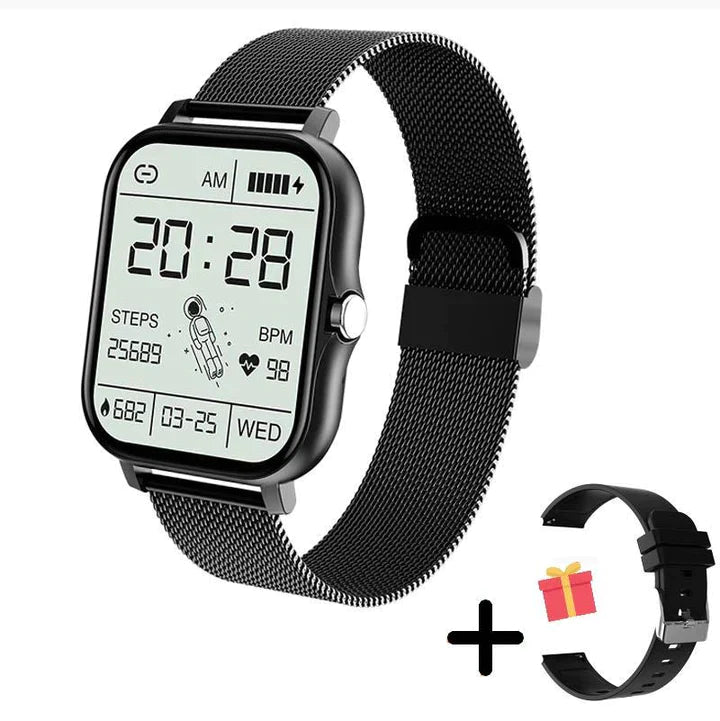 Femme active portant sa montre intelligente pour suivre sa santé et activité physique quotidienne.