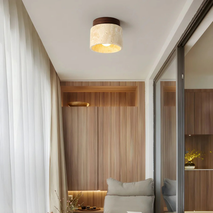 Lampe plafond Radia design japonais, finition bois, éclairage doux, idéal pour salon, chambre, décoration intérieure.
