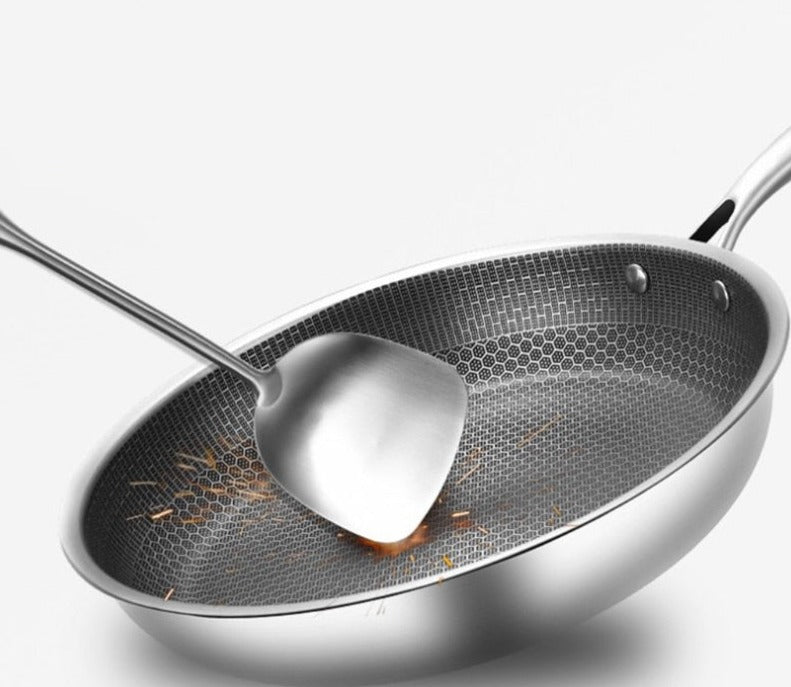 Poêle de qualité SteelCook 28 cm en acier inoxydable, ustensile de cuisson antiadhésif pour induction.