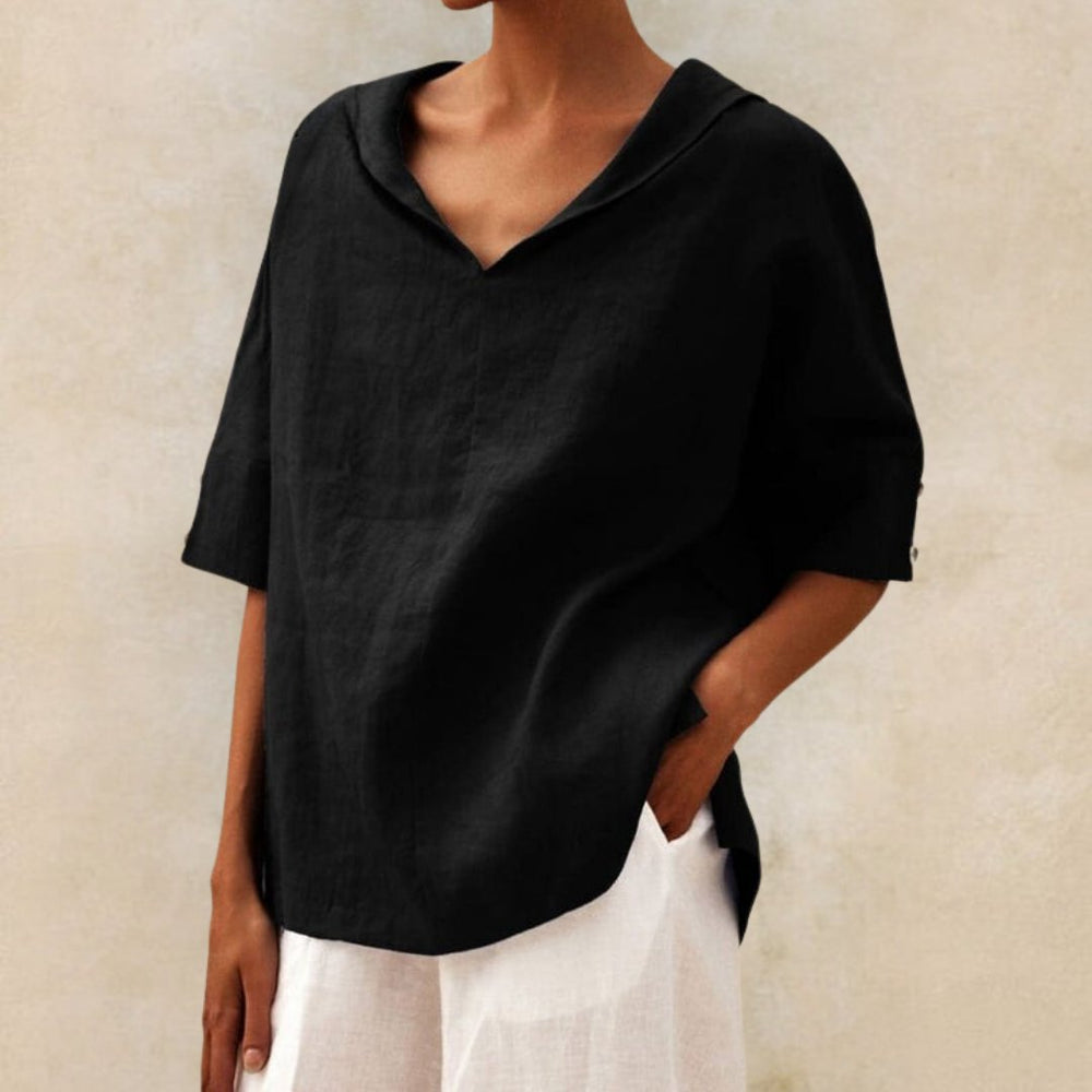 Blouse femme ample et confortable, idéale pour l'été. Un vêtement léger pour un look décontracté chic.
