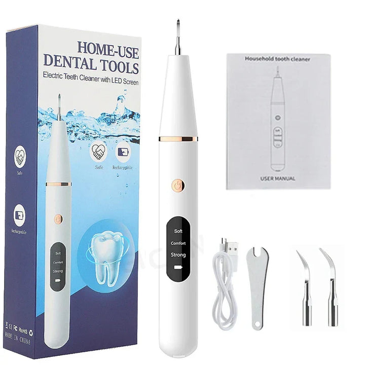 Brosse à dents ultrasonique pour nettoyage dentaire en profondeur, hygiène buccale optimale et sourire éclatant.