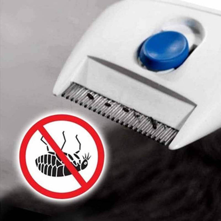 Un peigne électrique pour puces de chiens et chats en action, pour un toilettage efficace et des soins simplifiés.